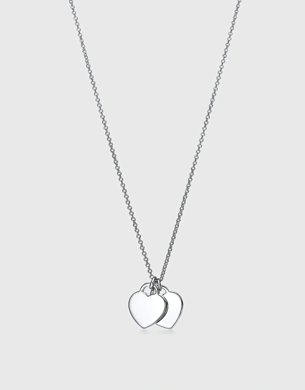 Tiffany & Co. Return To Tiffany Mini Sterling Silver Double Heart Tag Pendant Necklace