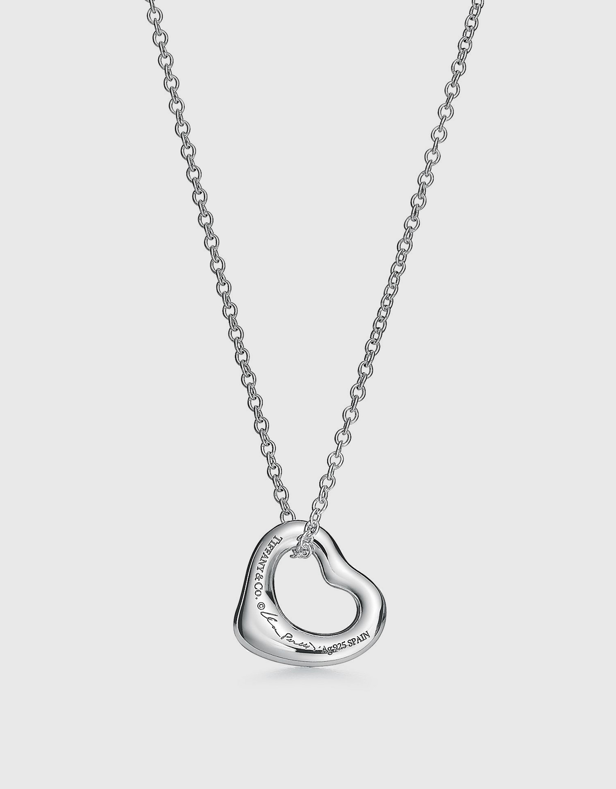 Tiffany & Co. Platinum Peretti Open Heart Necklace 16