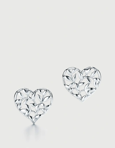 Paloma Picasso Sterling Silver Olive Leaf Heart Earrings