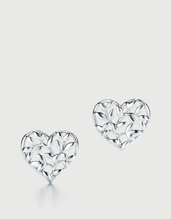 Tiffany & Co. Paloma Picasso Sterling Silver Olive Leaf Heart Earrings