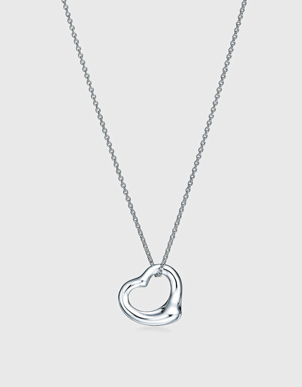 Tiffany & Co. Elsa Peretti Sterling Silver Open Heart Pendant Necklace - 16 mm