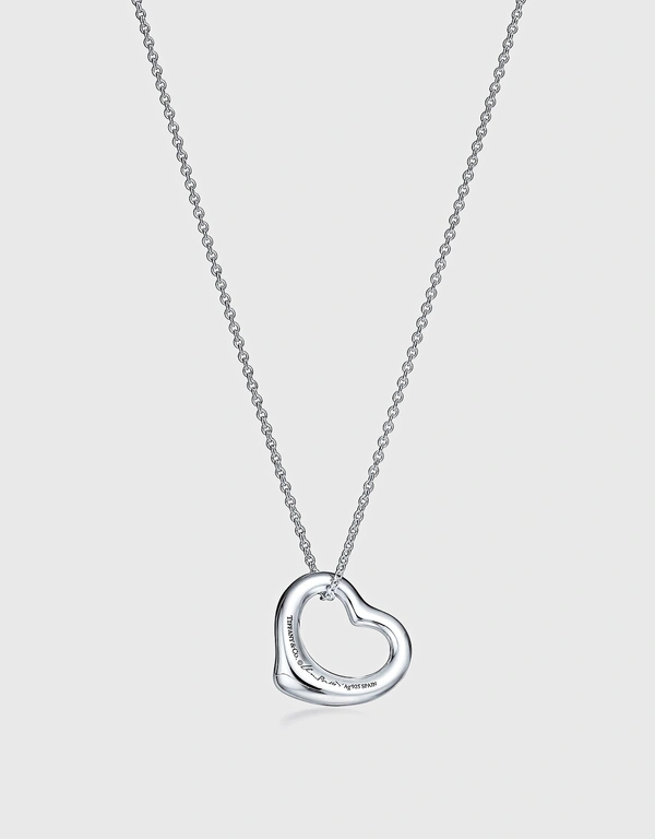 Tiffany & Co. Elsa Peretti Sterling Silver Open Heart Pendant Necklace - 16 mm