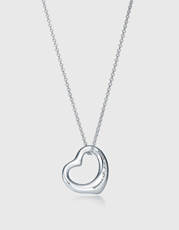 Tiffany & Co. Elsa Peretti Sterling Silver Open Heart Pendant Necklace - 22 mm