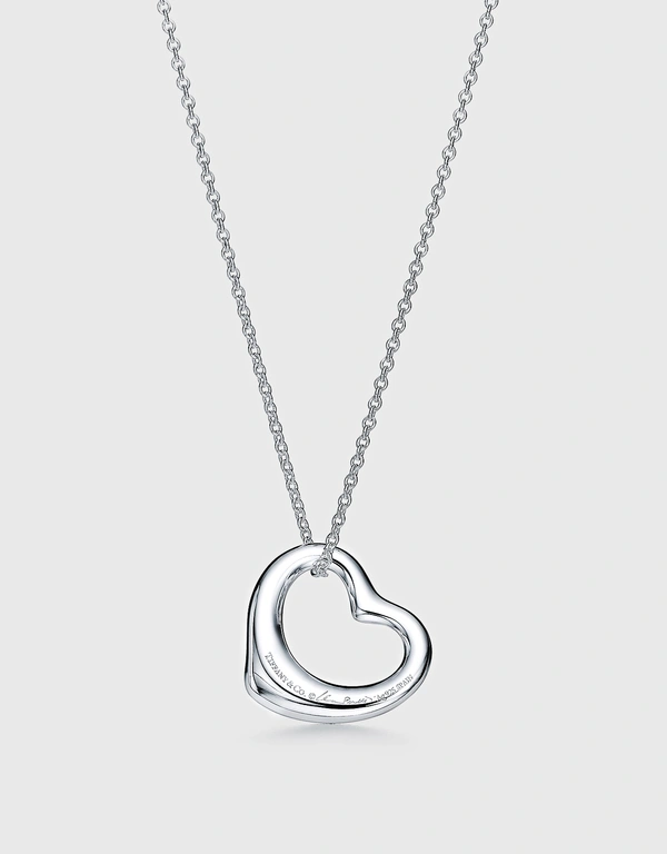 Tiffany & Co. Elsa Peretti Sterling Silver Open Heart Pendant Necklace - 22 mm