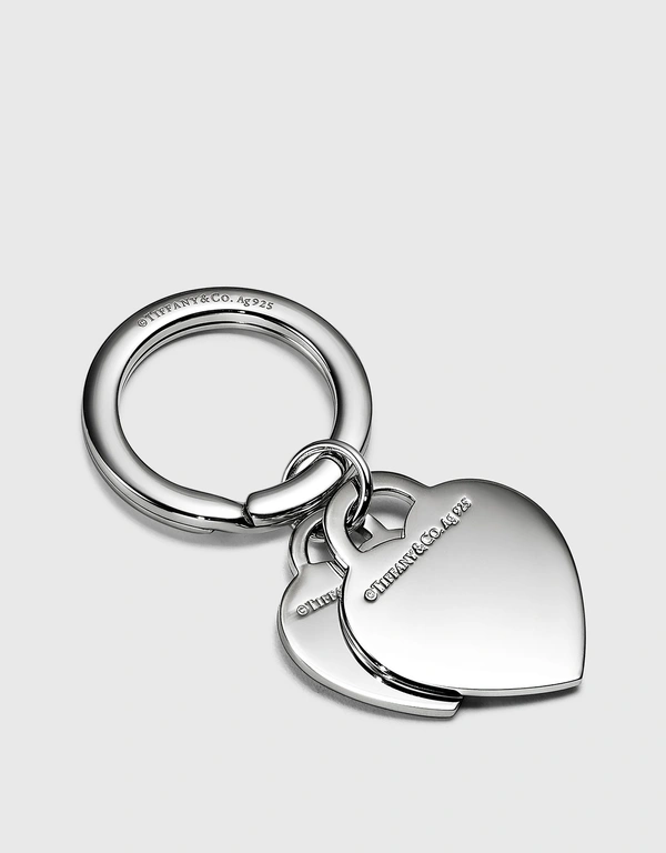 Tiffany & Co. Return To Tiffany Sterling Silver Tiffany Blue Double Heart Tag Key Ring