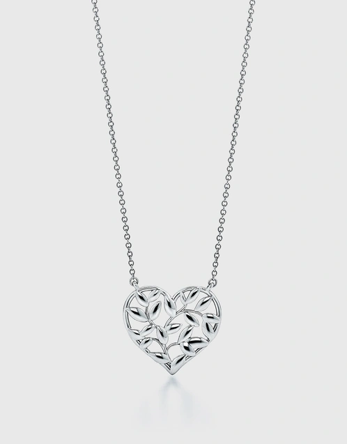Paloma Picasso Sterling Silver Olive Leaf Heart Pendant Necklace