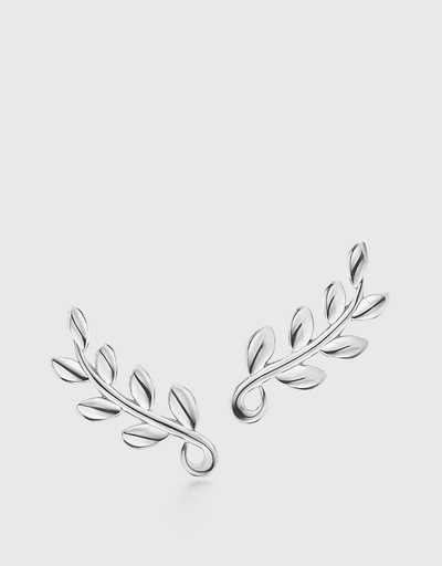 Paloma Picasso Sterling Silver Olive Leaf Climber Earrings