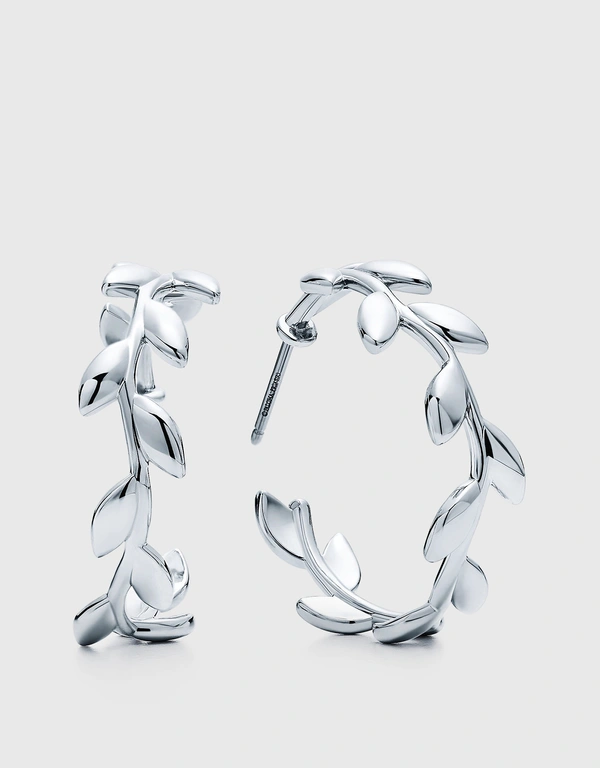 Tiffany & Co. Paloma Picasso Sterling Silver Olive Leaf Hoop Earrings