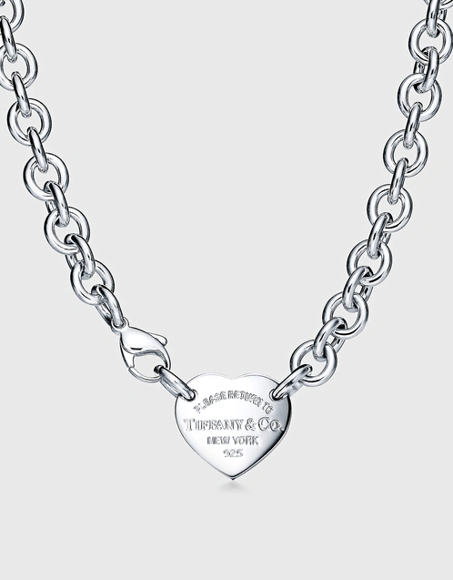 Authentic Please Return to Tiffany & Co. Sterling Silver Heart Tag Choker  Necklace, Tiffany and Co Heart Charm Cable Chain Link Necklace - Etsy Israel