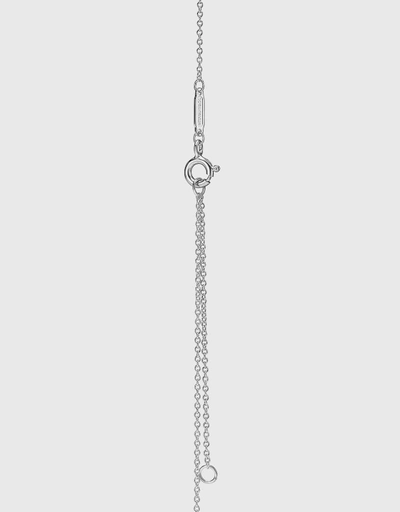 Return To Tiffany Mini Sterling Silver Diamond Blue Double Heart Tag Pendant Necklace