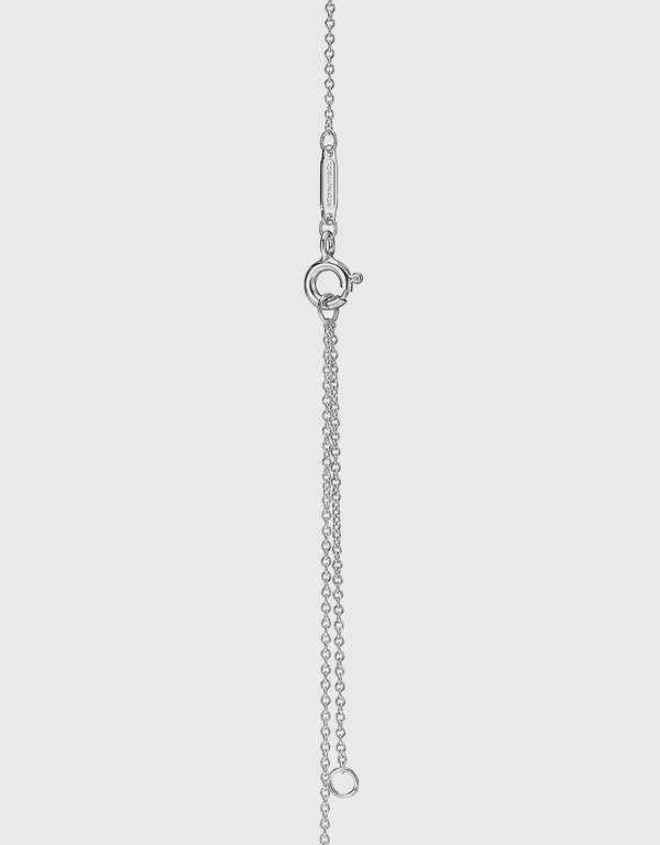 Tiffany & Co. Return To Tiffany Mini Sterling Silver Diamond Blue Double Heart Tag Pendant Necklace