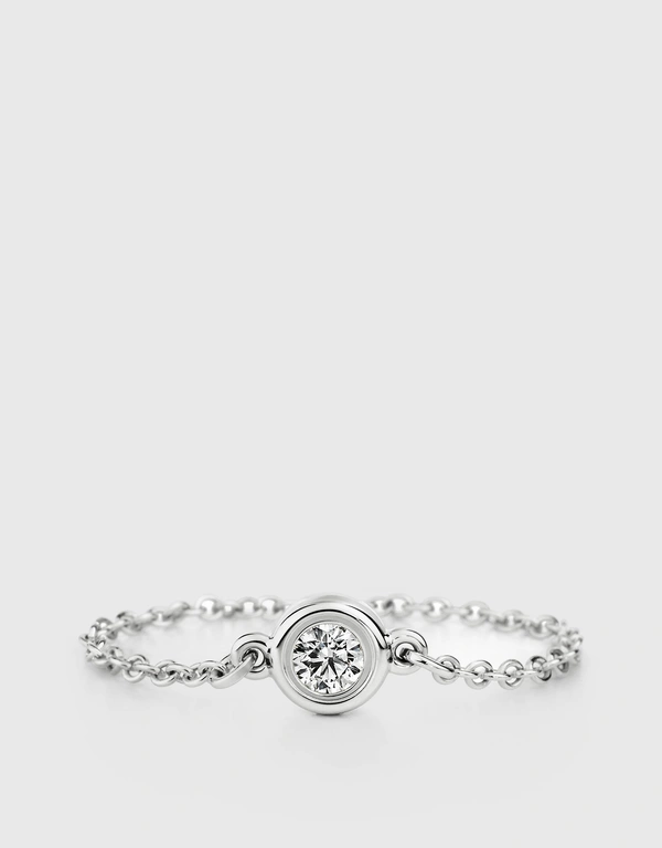 Tiffany & Co. Elsa Peretti 純銀鑽石圓珠鏈戒指