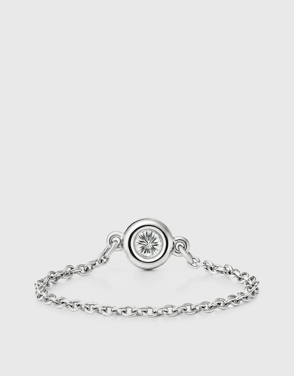 Tiffany & Co. Elsa Peretti Sterling Silver Diamond Round Ball Chain Ring
