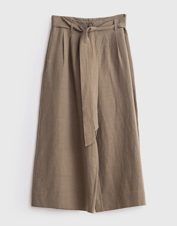 Co Wide Leg Belted Culotte Pant