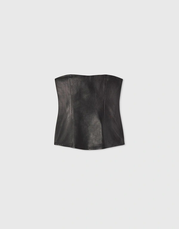 Co Bustier Top in Leather - Black