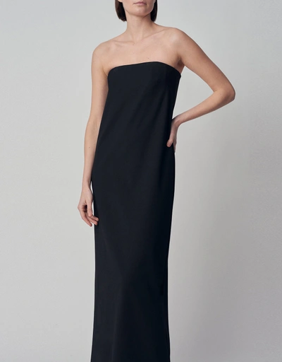 Strapless Dress in Virgin Wool - Black