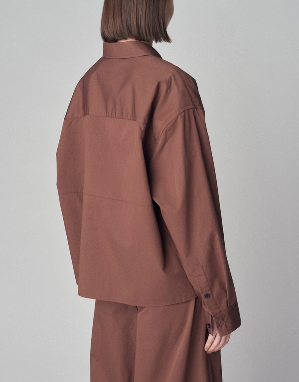Co Oversized Button Down Shirt in Cotton Silk - Brown