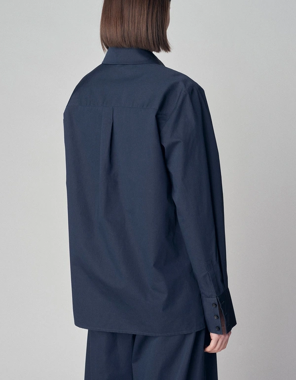 Co Button Down Shirt in Cotton - Navy