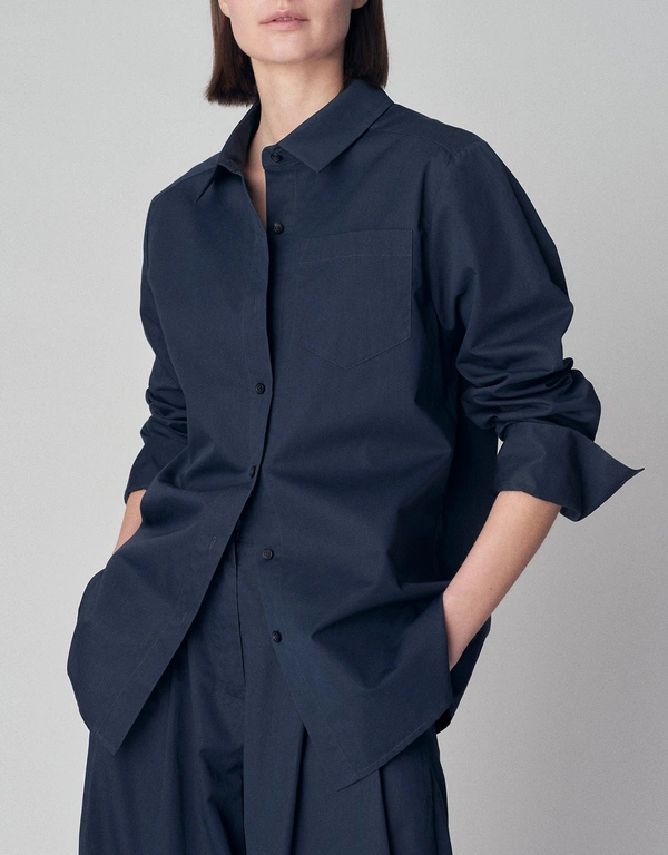 Co Button Down Shirt in Cotton - Navy