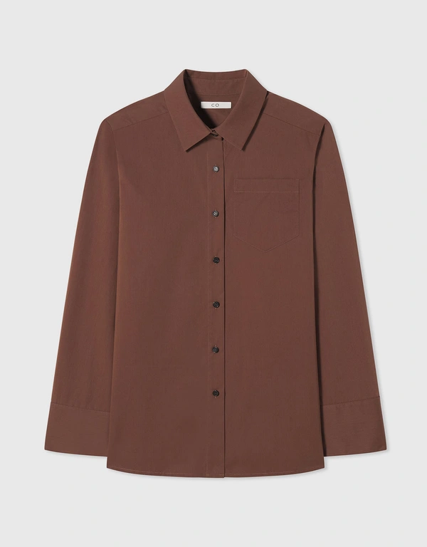 Co Button Down Shirt in Cotton - Brown