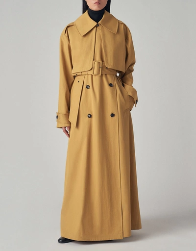 Trench Coat in Cotton Twill - Mustard