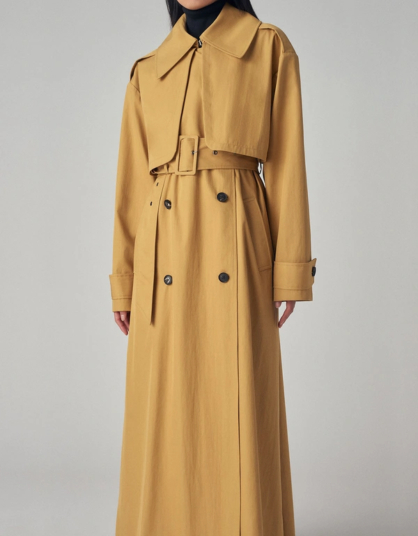 Co Trench Coat in Cotton Twill - Mustard