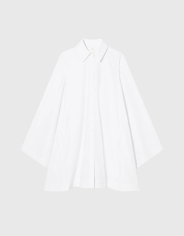 Co Oversized Wide Sleeve Tunic Shirt in Cotton  - Optic White