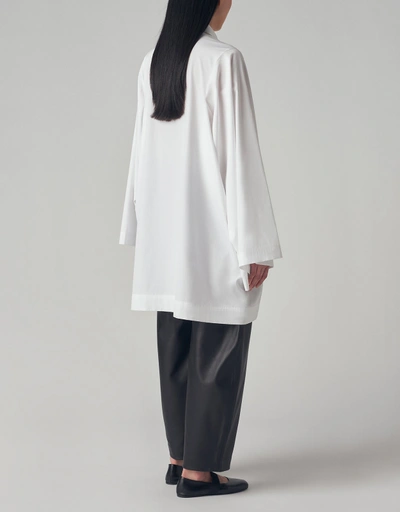 Oversized Wide Sleeve Tunic Shirt in Cotton  - Optic White