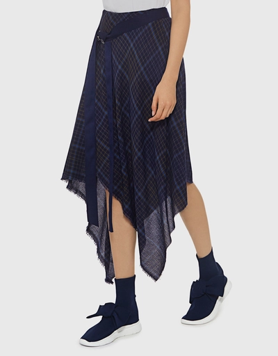 Danen Plaid Asymmetric Midi Skirt