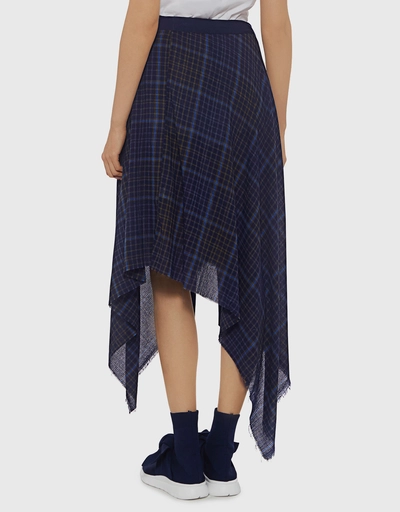 Danen Plaid Asymmetric Midi Skirt