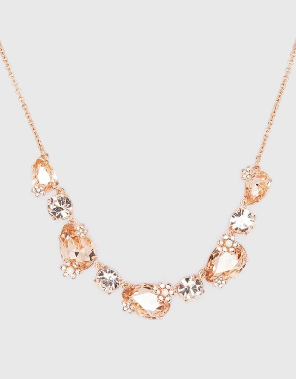 Marchesa Notte Rose Gold Stone Necklace-RoseGold
