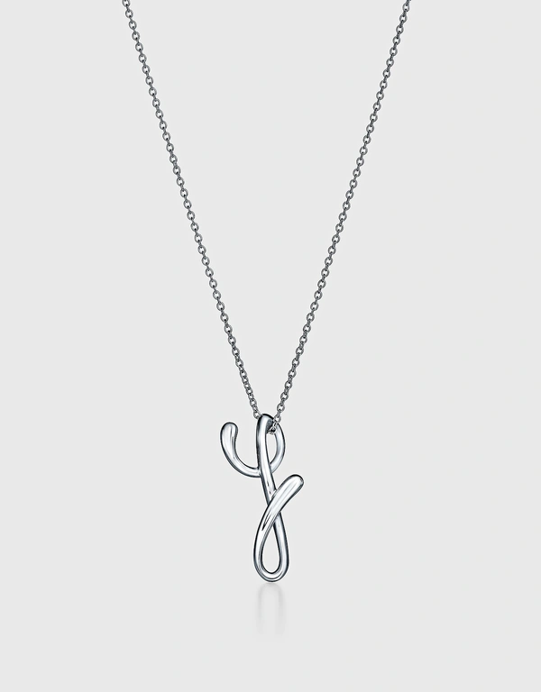 Tiffany & Co. Elsa Peretti Small Sterling Silver Alphabet Letter Y Pendant Necklace