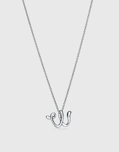 Elsa Peretti Small Sterling Silver Alphabet Letter W Pendant Necklace