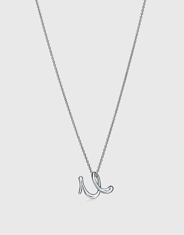 Tiffany & Co. Elsa Peretti Small Sterling Silver Alphabet Letter U Pendant Necklace