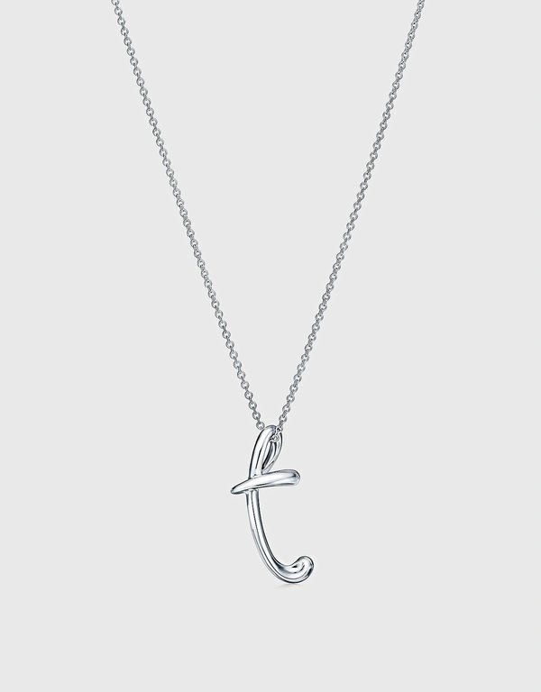 Tiffany & Co. Elsa Peretti Small Sterling Silver Alphabet Letter T Pendant Necklace