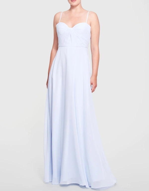 Marchesa Notte Bridesmaids Verona Chiffon Gown-IceBlue