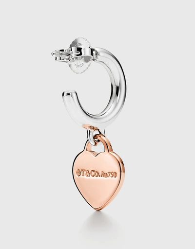 Return To Tiffany Mini Rose Gold Heart Tag And Sterling Silver Hoop Earrings