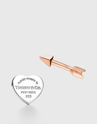 Return To Tiffany Lovestruck Mini Sterling Silver Heart Tag And Rose Gold Arrow Earrings