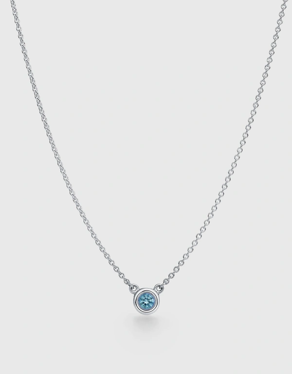 Tiffany & Co. Elsa Peretti 純銀配色海藍寶石吊墜項鍊