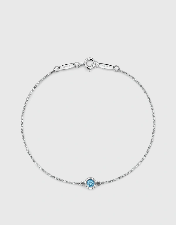 Tiffany & Co. Elsa Peretti Sterling Silver Color By The Yard Aquamarine Bracelet