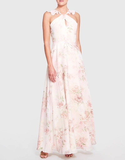 Pavia Printed Floral Chiffon Gown
