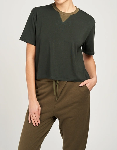 Dominique Women’s Cropped Tee Shirt-Olive