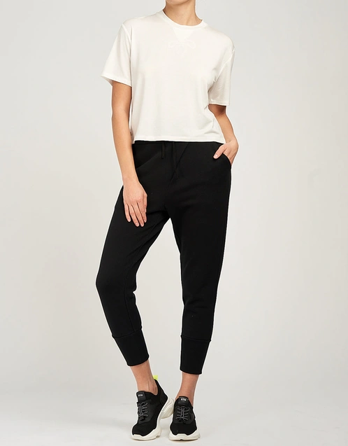 Dominique Women’s Cropped Tee Shirt-Ivory