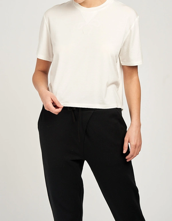 Marchesa Active Dominique Women’s Cropped Tee Shirt-Ivory