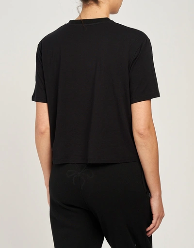 Dominique Women’s Cropped Tee Shirt-Black