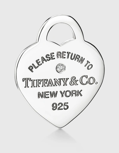 Return To Tiffany Sterling Silver Diamond Heart Tag Bead Bracelet
