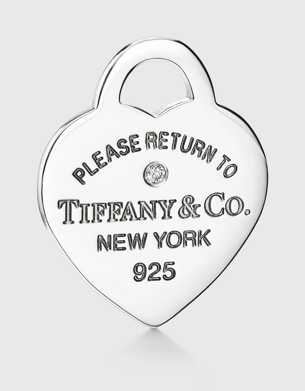 Tiffany & Co. Return To Tiffany Sterling Silver Diamond Heart Tag Bead Bracelet