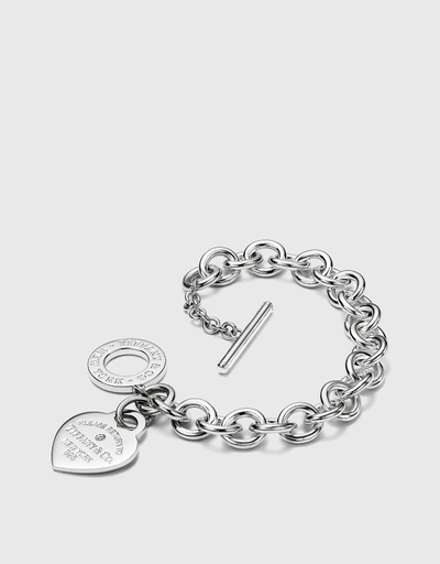 Return To Tiffany Sterling Silver Diamond Heart Tag Toggle Bracelet
