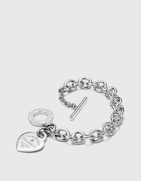 Tiffany & Co. Return To Tiffany Sterling Silver Diamond Heart Tag Toggle Bracelet