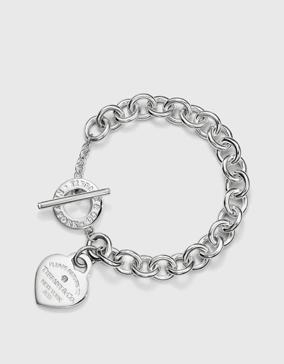 Return To Tiffany Sterling Silver Diamond Heart Tag Toggle Bracelet
